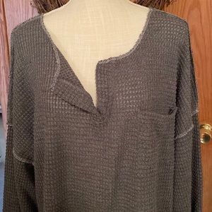 3/4 sleeve waffle knit top